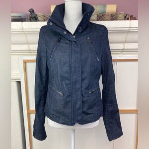 Ann Taylor NWOT heavier Denim Jacket that zips to neck, snaps to neck